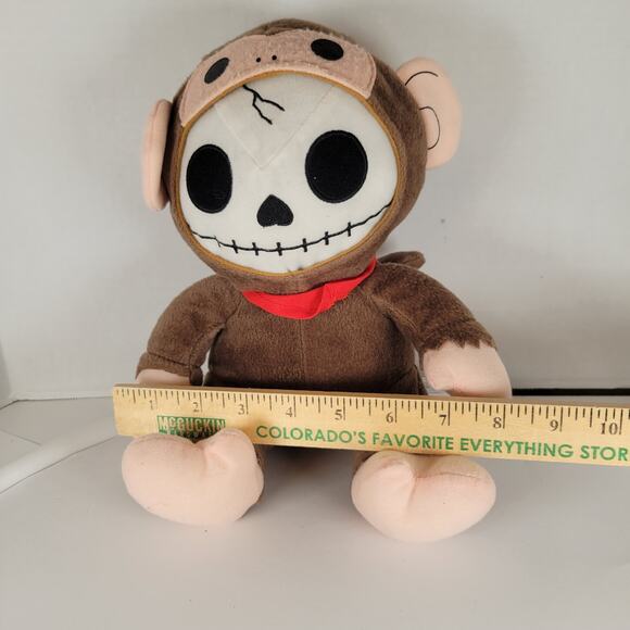Fiesta Furrybones Plush Monkey Skeleton 9" Brown Red Scarf Stuffed Animal Toy - Picture 5 of 16